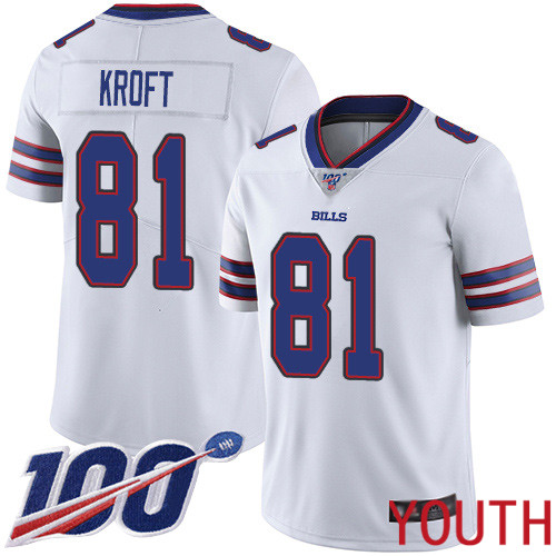 Youth Buffalo Bills 81 Tyler Kroft White Vapor Untouchable Limited Player 100th Season NFL Jersey